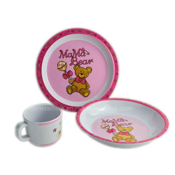 Set de vajilla de melamina para niños de 3 piezas